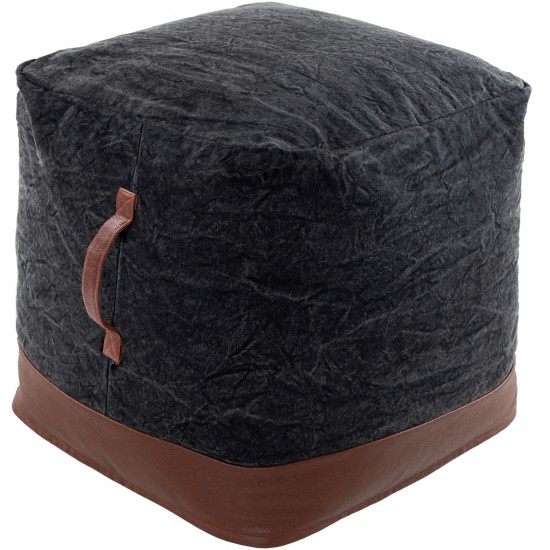 Surya Frankie Black Pouf 18"H X 18"W X 18"D