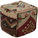 Surya Frontier Brick Red Pouf 18"H X 18"W X 18"D