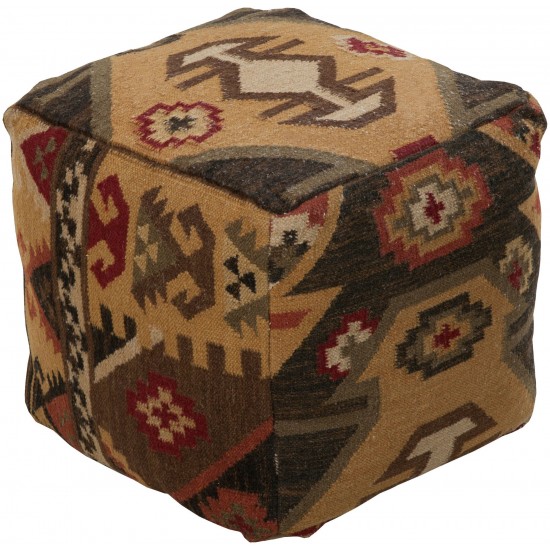 Surya Frontier Dark Brown Pouf 18"H X 18"W X 18"D