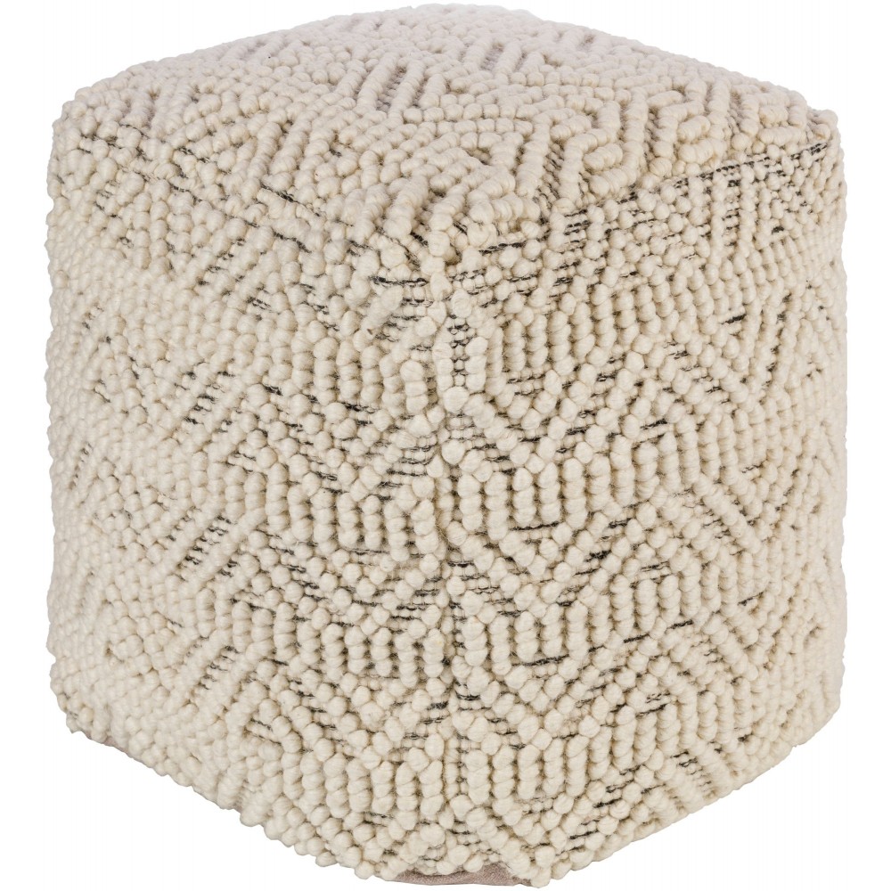 Surya Hygge Cream Pouf 18"H X 18"W X 18"D