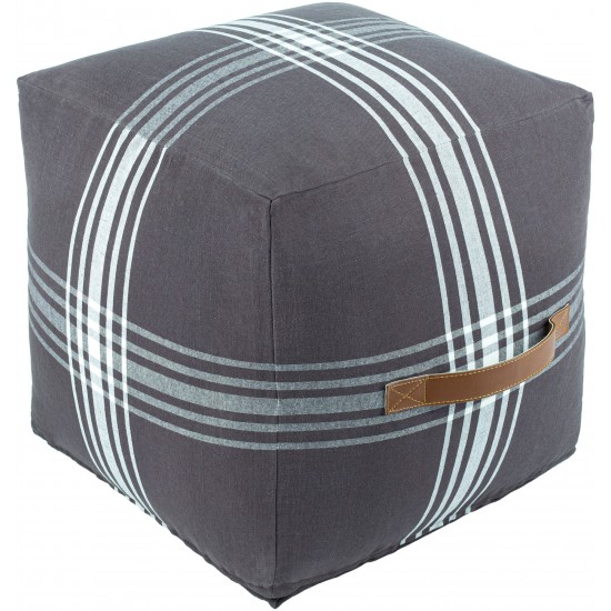 Surya Jackson Black Pouf 16"H X 16"W X 16"D