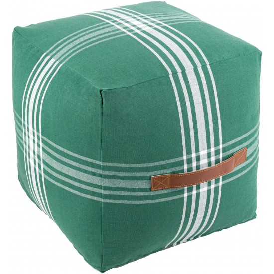 Surya Jackson Dark Green Pouf 16"H X 16"W X 16"D