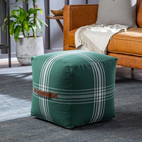 Surya Jackson Dark Green Pouf 16"H X 16"W X 16"D