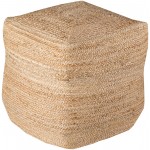 Surya Jute Tan Pouf 18"H X 18"W X 18"D