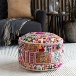 Surya Karma Cream Pouf 12"H X 22"W X 22"D