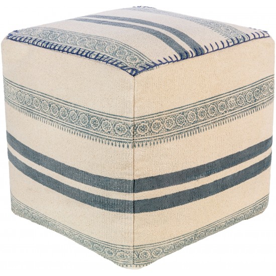 Surya Lola Navy Pouf 18"H X 18"W X 18"D