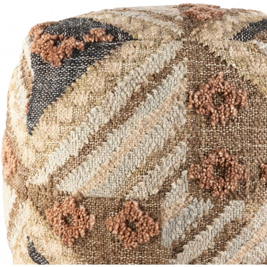 Surya Luanda Dark Brown Pouf 18"H X 18"W X 18"D