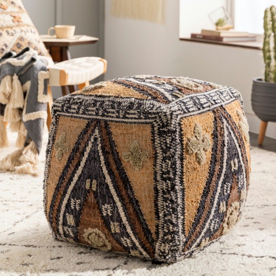 Surya Luanda Pouf 18"H X 18"W X 18"D Black