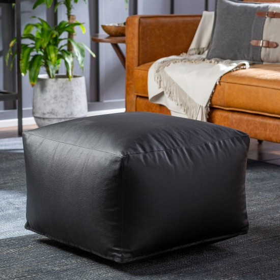 Surya Mack Black Pouf 14"H X 22"W X 22"D