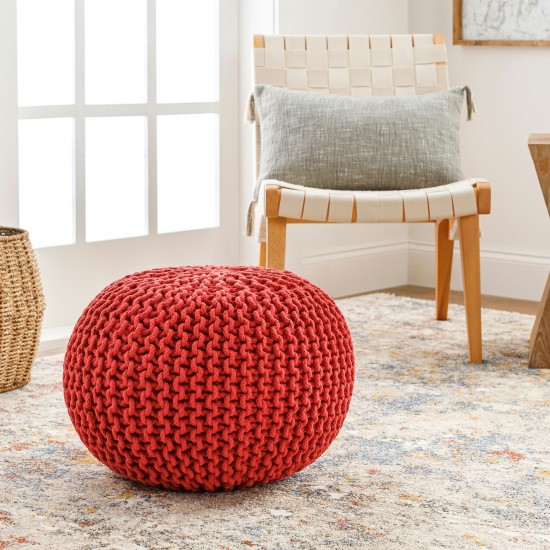 Surya Malmo Red Pouf 14"H X 20"W X 20"D