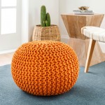 Surya Malmo Orange Pouf 14"H X 20"W X 20"D