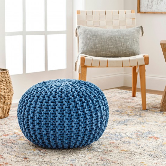 Surya Malmo Blue Pouf 14"H X 20"W X 20"D