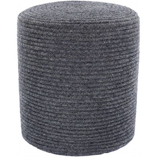 Surya Poppy Charcoal Pouf 16"H X 16"W X 16"D