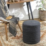 Surya Poppy Charcoal Pouf 16"H X 16"W X 16"D