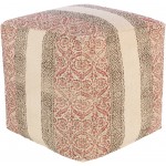 Surya Prisha Light Beige Pouf 18"H X 18"W X 18"D