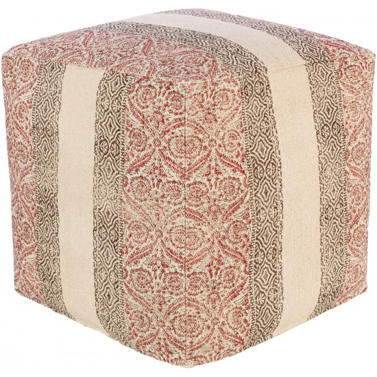 Surya Prisha Light Beige Pouf 18"H X 18"W X 18"D