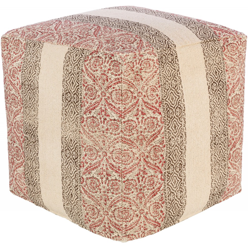 Surya Prisha Light Beige Pouf 18"H X 18"W X 18"D