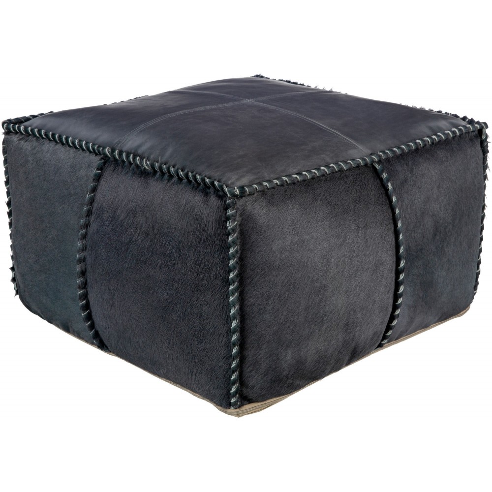 Surya Ranger Ii Black Pouf 13"H X 22"W X 22"D