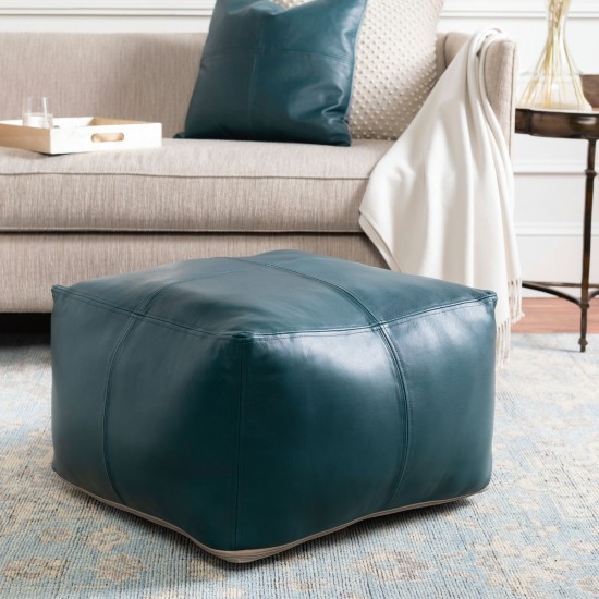 Surya Sheffield Deep Teal Pouf 13"H X 22"W X 22"D