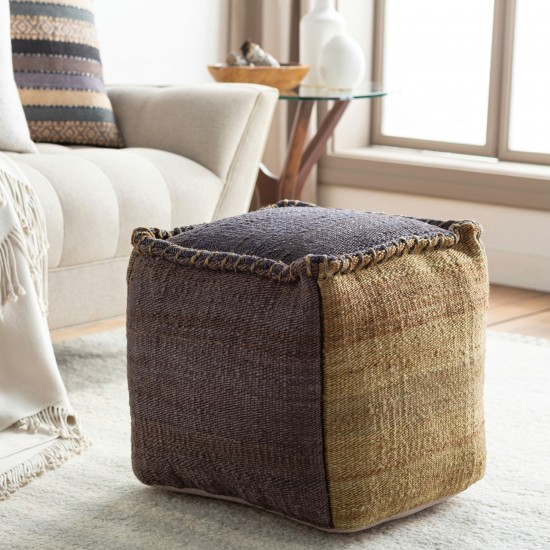 Surya Tonga Charcoal Pouf 18"H X 18"W X 18"D