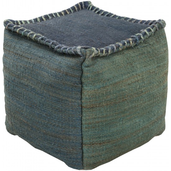 Surya Tonga Blue Pouf 18"H X 18"W X 18"D