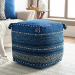 Surya Trenza Dark Blue Pouf 18"H X 18"W X 18"D