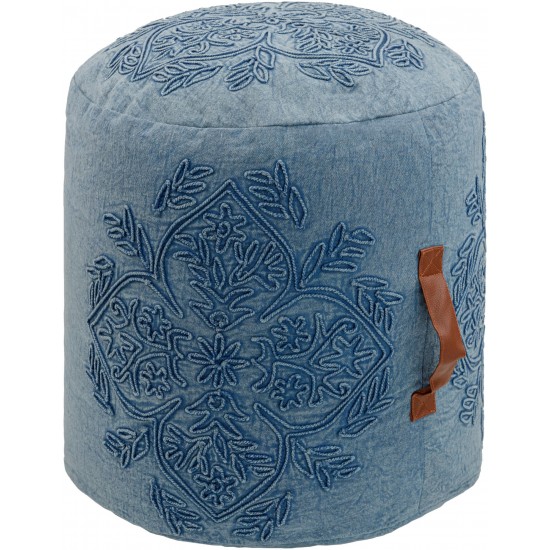 Surya Wedgemore Blue Pouf 16"H X 16"W X 16"D