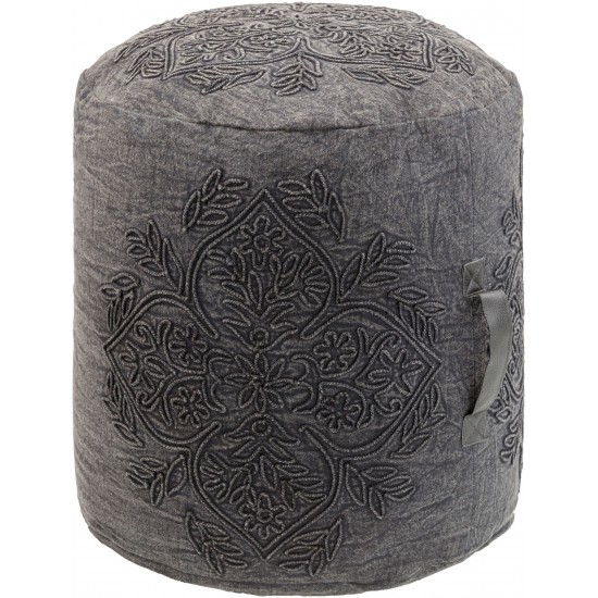 Surya Wedgemore Black Pouf 16"H X 16"W X 16"D