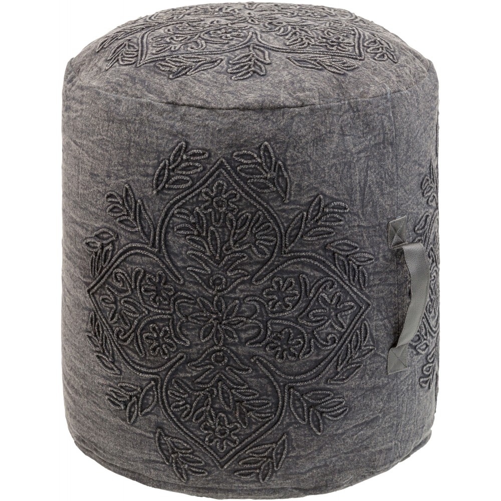 Surya Wedgemore Black Pouf 16"H X 16"W X 16"D