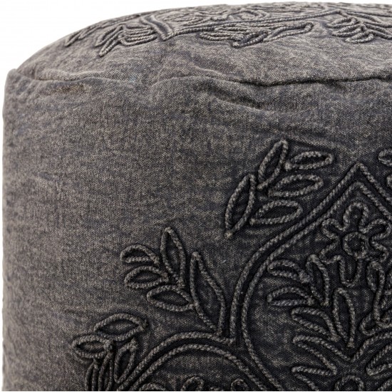 Surya Wedgemore Black Pouf 16"H X 16"W X 16"D