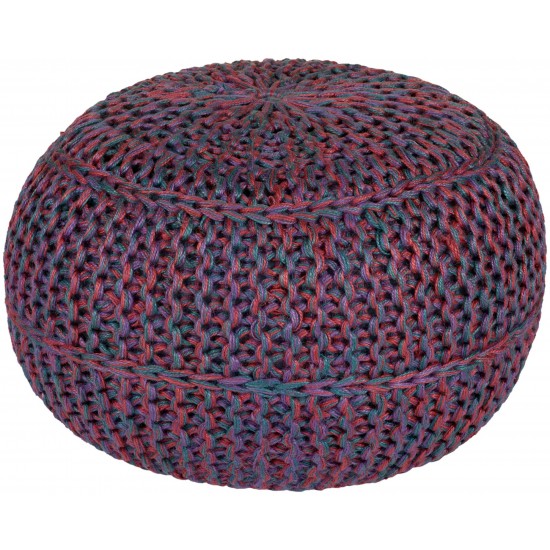 Surya Wisteria Burgundy Pouf 14"H X 20"W X 20"D