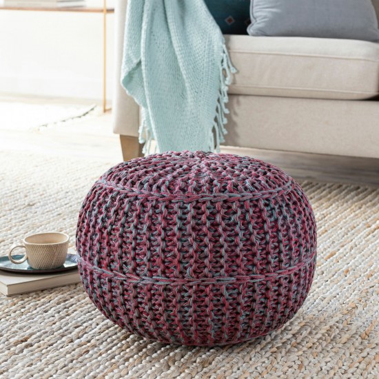 Surya Wisteria Burgundy Pouf 14"H X 20"W X 20"D