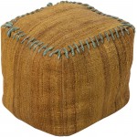 Surya Woodstock Mustard Pouf 18"H X 18"W X 18"D