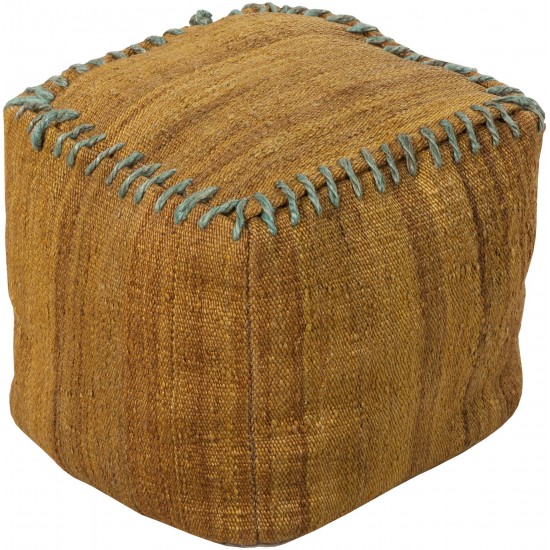 Surya Woodstock Mustard Pouf 18"H X 18"W X 18"D