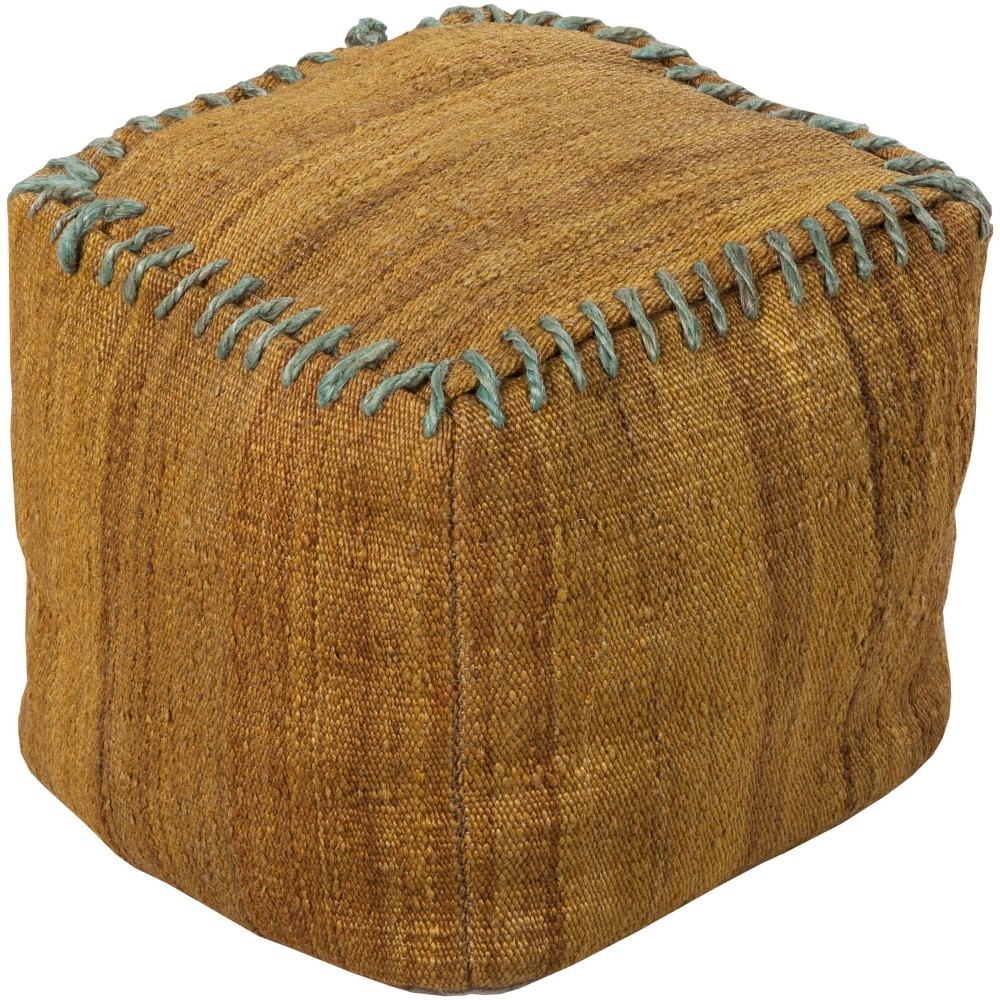 Surya Woodstock Mustard Pouf 18"H X 18"W X 18"D Surya Woodstock Mustard Pouf 18"H X 18"W X 18"D