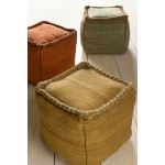 Surya Woodstock Mustard Pouf 18"H X 18"W X 18"D