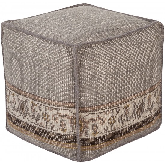 Surya Zahra Gray Pouf 18"H X 18"W X 18"D