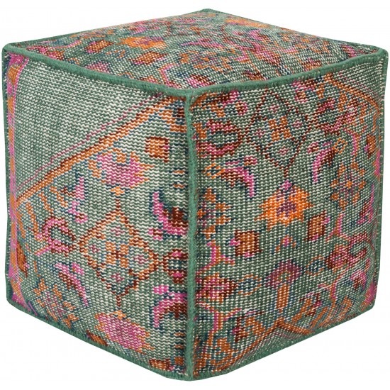 Surya Zahra Emerald Pouf 18"H X 18"W X 18"D