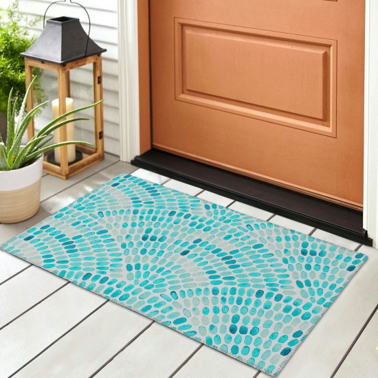 Addison Rugs Surfside ASR37 Aqua 1'8" x 2'6" Rug