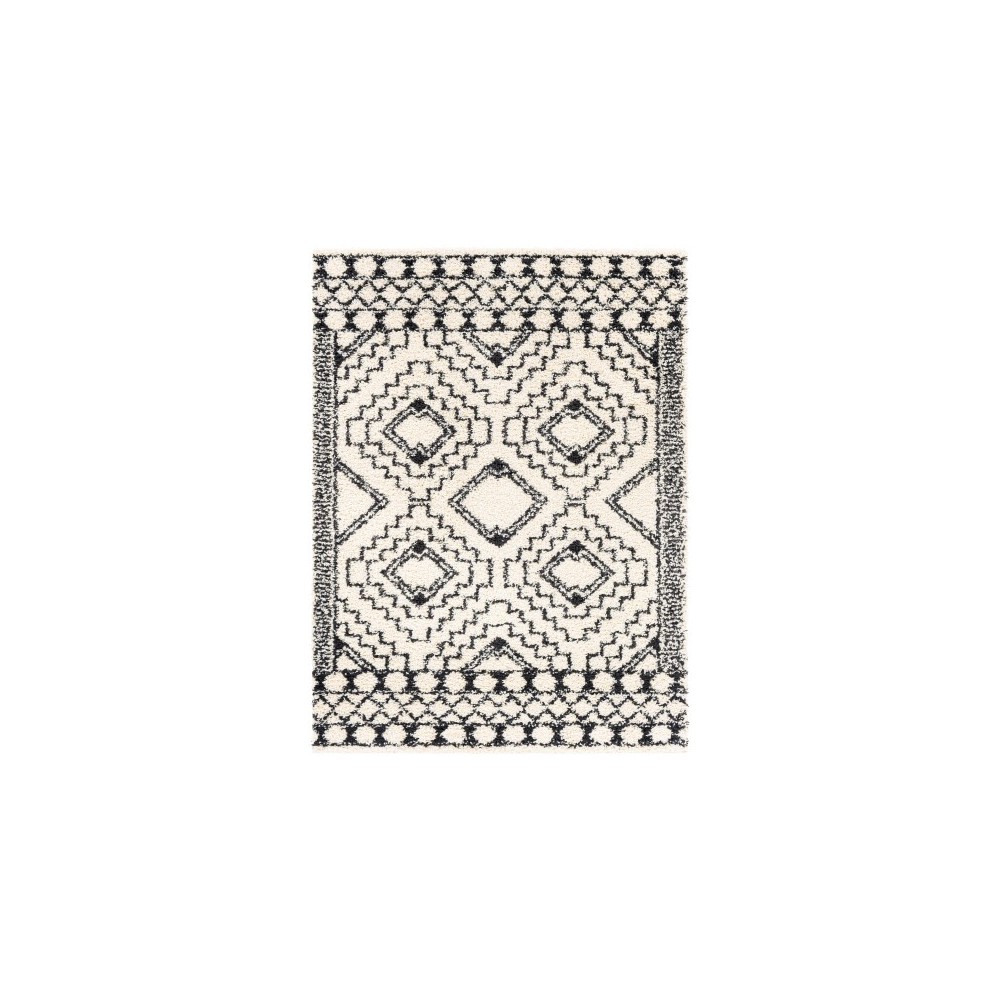 Surya Beni Shag Rug 5'3" X 7' - Black, Cream