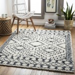 Surya Beni Shag Rug 5'3" X 7' - Black, Cream