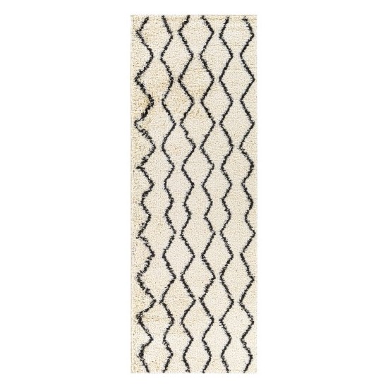 Surya Beni Shag Rug 2'7" X 7'3" - Black & Cream