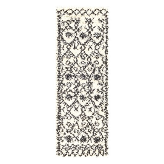 Surya Beni Shag Rug 2'7" X 7'3" (Black & Cream)