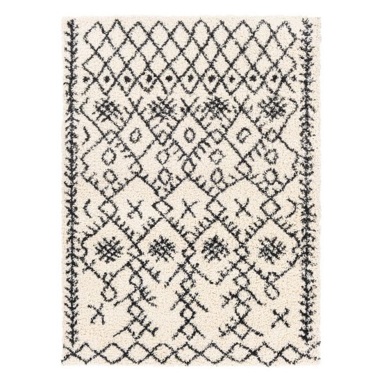 Surya Beni Shag Rug 5'3" X 7' (Black & Cream)