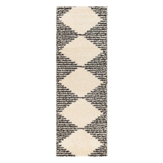 Surya Beni Shag Black, Cream Rug 2'7" X 7'3"