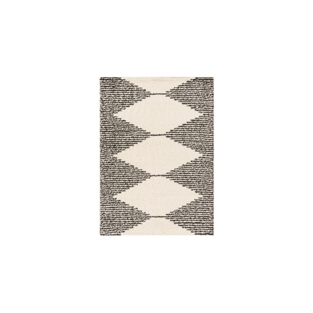 Surya Beni Shag Black, Cream Rug 6'7" X 9' Surya Beni Shag Black, Cream Rug 6'7" X 9'