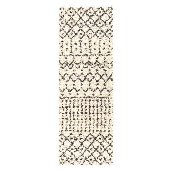 Surya Beni Shag Black & Cream Rug 2'7" X 7'3"