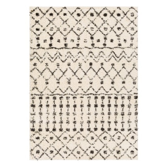 Surya Beni Shag Black & Cream Rug 5'3" X 7'