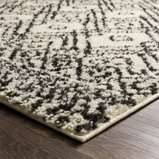 Surya Beni Shag Rug 2'7" X 7'3" In Black & Cream
