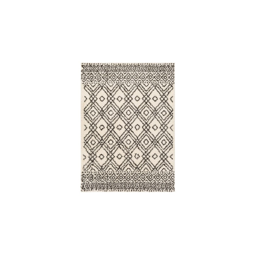 Surya Beni Shag Rug 6'7" X 9' In Black & Cream